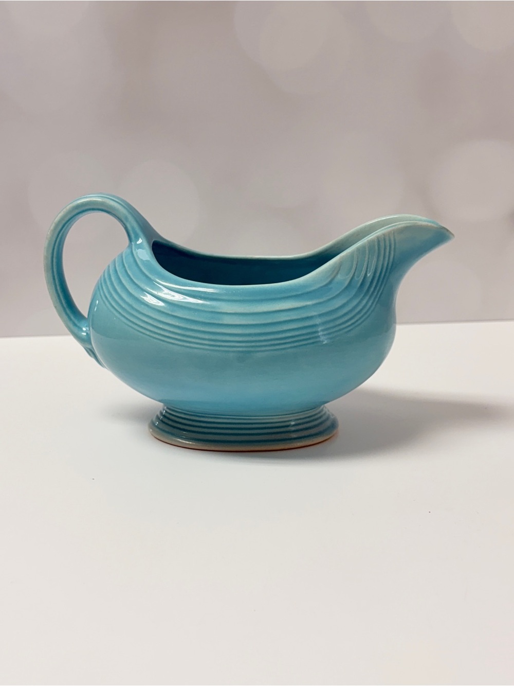 Fiesta HLC USA Turquoise Gravy Boat Sauceboat 8” Homer Laughlin No Chips
